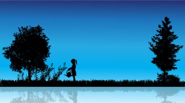 çocukların siluet vektör.