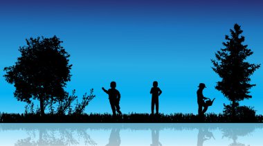 çocukların siluet vektör.