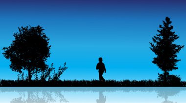 çocukların siluet vektör.