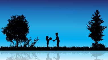 çocukların siluet vektör.