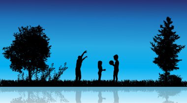 çocukların siluet vektör.