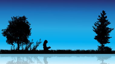 çocukların siluet vektör.