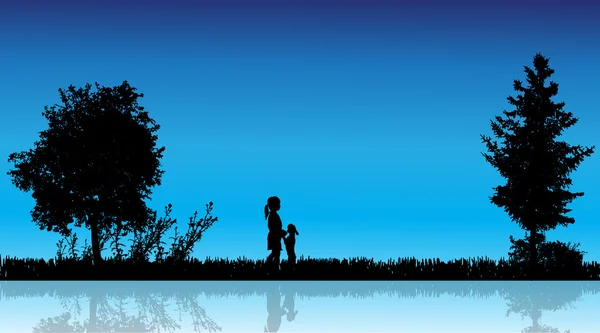 Silhouette vectorielle des enfants . — Image vectorielle