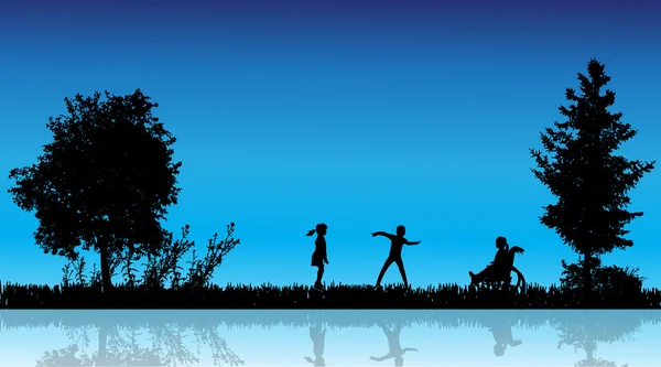 Vector silhouet van kinderen. — Stockvector