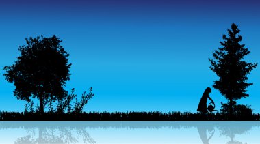 çocukların siluet vektör.