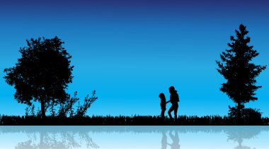 çocukların siluet vektör.