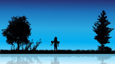 çocukların siluet vektör.