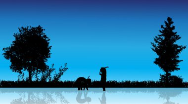 çocukların siluet vektör.