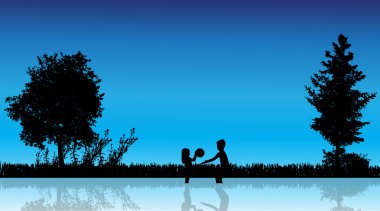 çocukların siluet vektör.