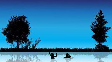 çocukların siluet vektör.