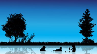 çocukların siluet vektör.