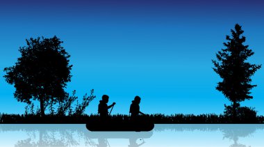 çocukların siluet vektör.