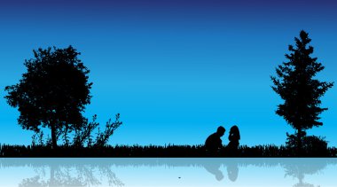 çocukların siluet vektör.