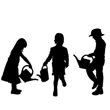 çocukların siluet vektör.