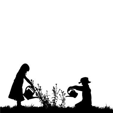 çocukların siluet vektör.