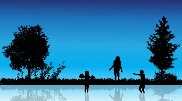 Vector silhouette of children. — Stock Vector