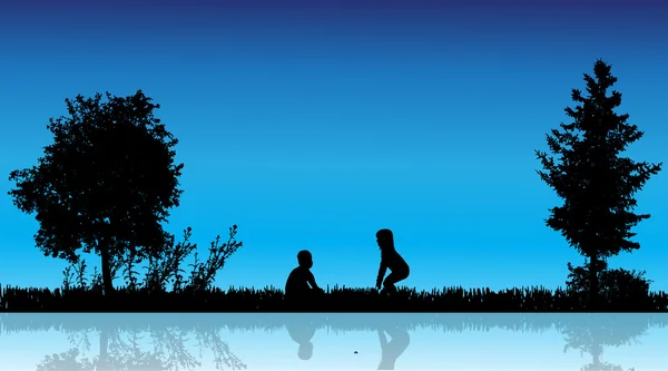 Vector silhouette of children. — Stock Vector