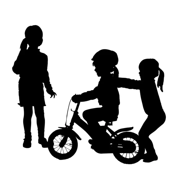 Vector silhouette of children. — Stock Vector