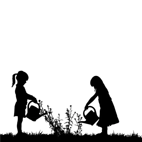 Silhouette vectorielle des enfants . — Image vectorielle