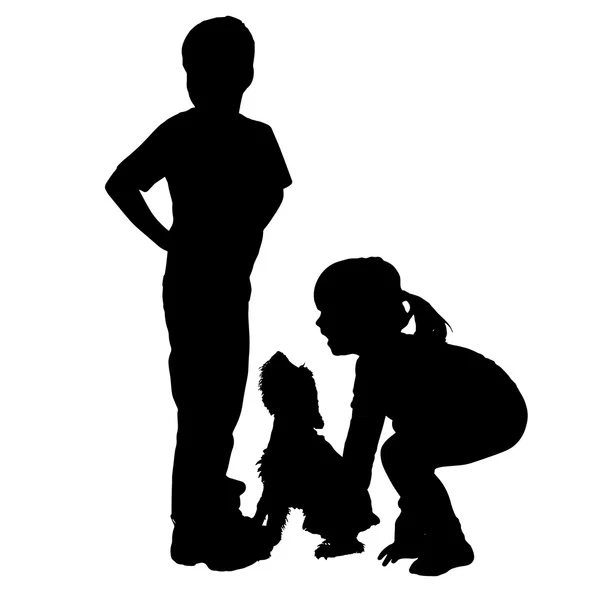 Vector silhouet van kinderen. — Stockvector