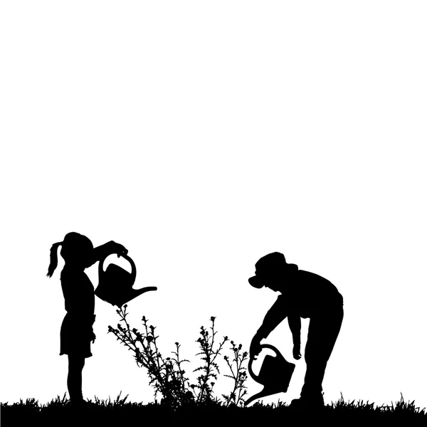 Silhouette vectorielle des enfants . — Image vectorielle