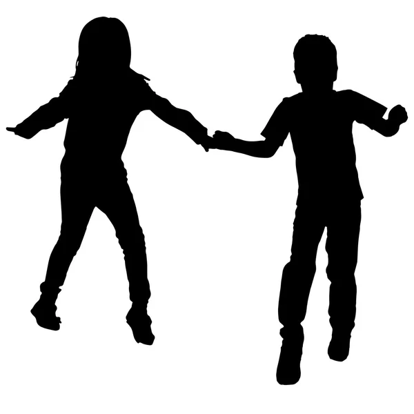 Vector silhouette of children. — Stock Vector