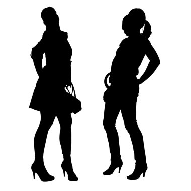 kadın siluetleri vektör.