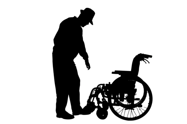 Vector silhouette of disabled man. — Stock Vector