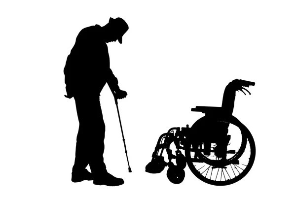 Vector silhouet van gehandicapte man. — Stockvector