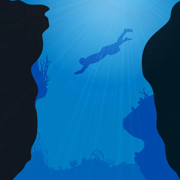 Vector silhouette of divers. — Stock Vector