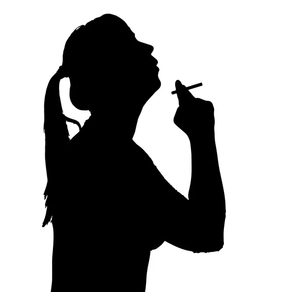Vector mujer fumando silueta de mujer fumando — Vector de stock