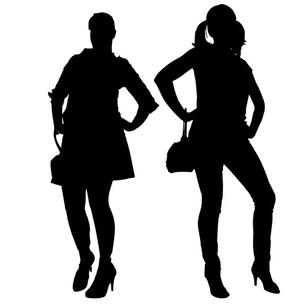 Vector silhouettes of women. — Stock Vector