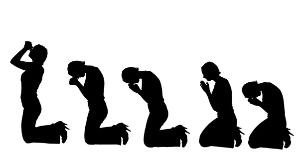 Silhouet van een vrouw bidden — Stockvector