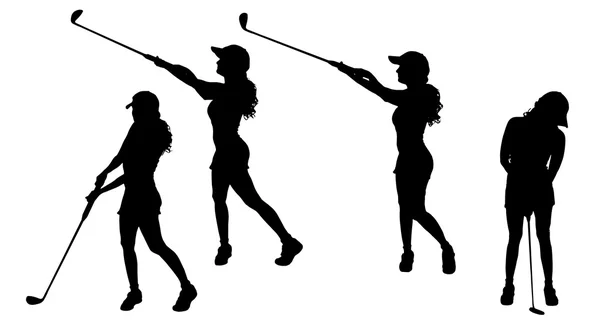 Women  play golf. — Stock Vector