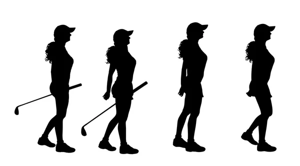 Women  play golf. — Stock Vector