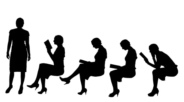 Kvinnor läser en bok. — Stock vektor
