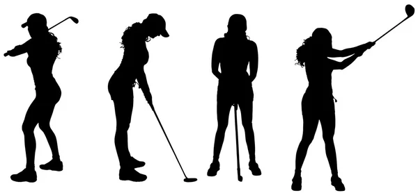 Perempuan bermain golf . - Stok Vektor