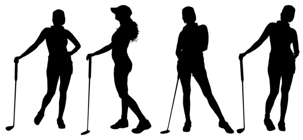 Women  play golf. — Stock Vector