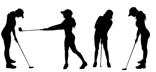 Las mujeres juegan al golf . — Vector de stock