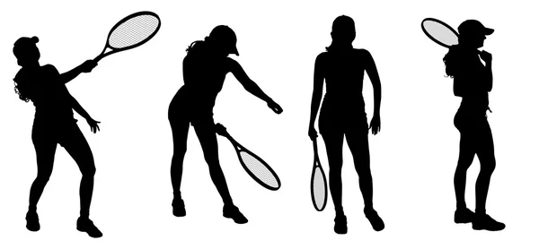 Women  play tennis. — Stock Vector