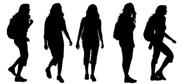 Femmes avec sac à dos — Image vectorielle