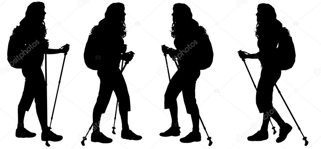 Women with Nordic walking.