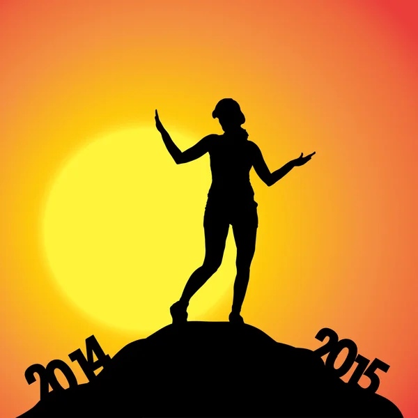 Woman at the turn of the year. — Stock Vector