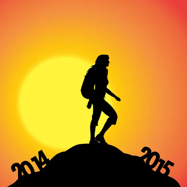 Woman at the turn of the year. — Stock Vector