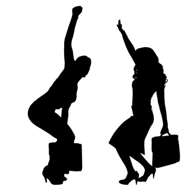 Bir iş kadınları silüeti.