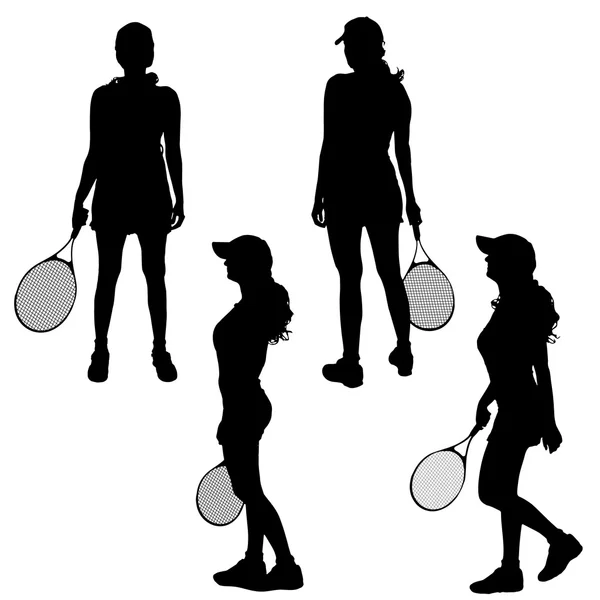 Γυναίκες που παίζουν τένις. — Διανυσματικό Αρχείο