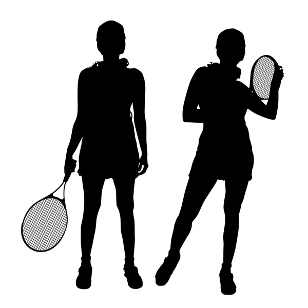 Women  play tennis. — Stock Vector