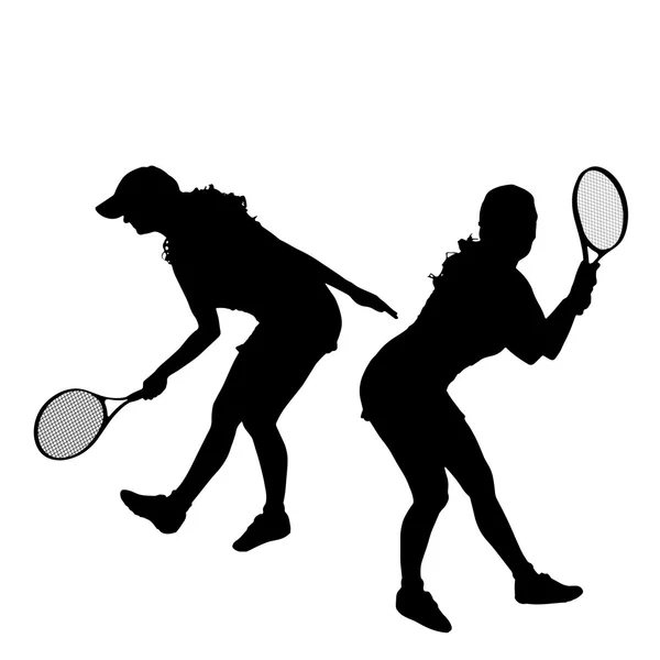 Women  play tennis. — Stock Vector