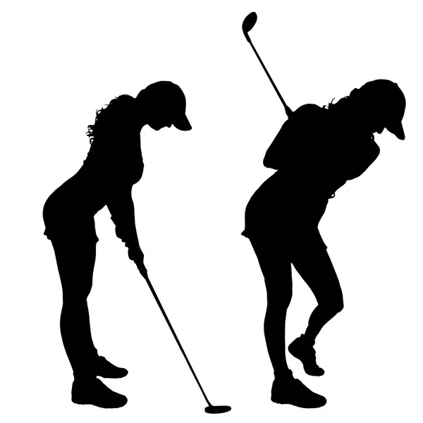 Women  play golf. — Stock Vector