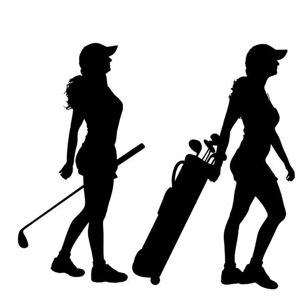 Γυναίκες παίζουν γκολφ. — Διανυσματικό Αρχείο